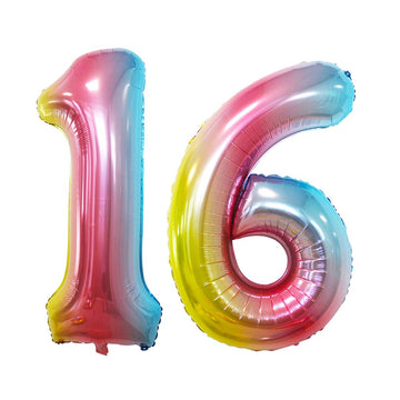 Goer Number 16 Balloons For 16Th Birthday Sweet 16 Party Decorations,42 Inch Jumbo Foil Helium 61 Balloons For 61St Birthday Party Decoration (Rainbow)