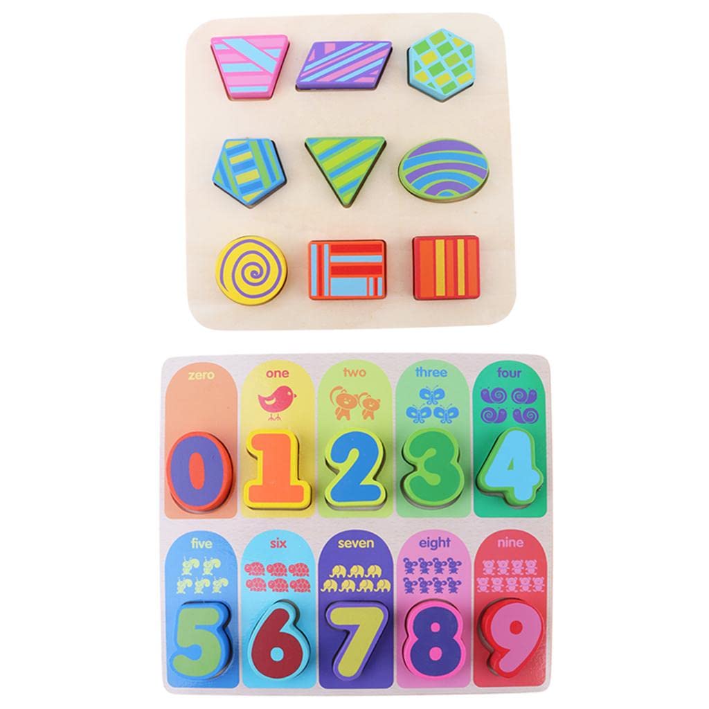 MILAAN Wooden Geometry Building Blocks Board Puzzle Early Shapes & Color Cognition Learning Educational Stacking Matching Toy Ki