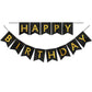 Litaus, Black Gold Happy Birthday Banner - Pre-Strung, 9 Ft, No Diy | Birthday Decorations | Happy Birthday Sign For Birthday De