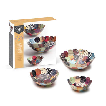 Craft Crush Paper Bowls Craft Kit - Creates 3 DIY Decorative Bowls Easy-to-Make Colorful Bowls for Small Items, Desk Organizatio