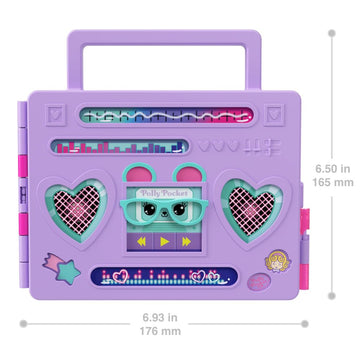 Polly Pocket Doll & Playset, Disco Dance Fashion Reveal Unboxing Travel Toy With 3-Inch Hoodie Buddy Doll, 16 Accessories & Surprise Water Play
