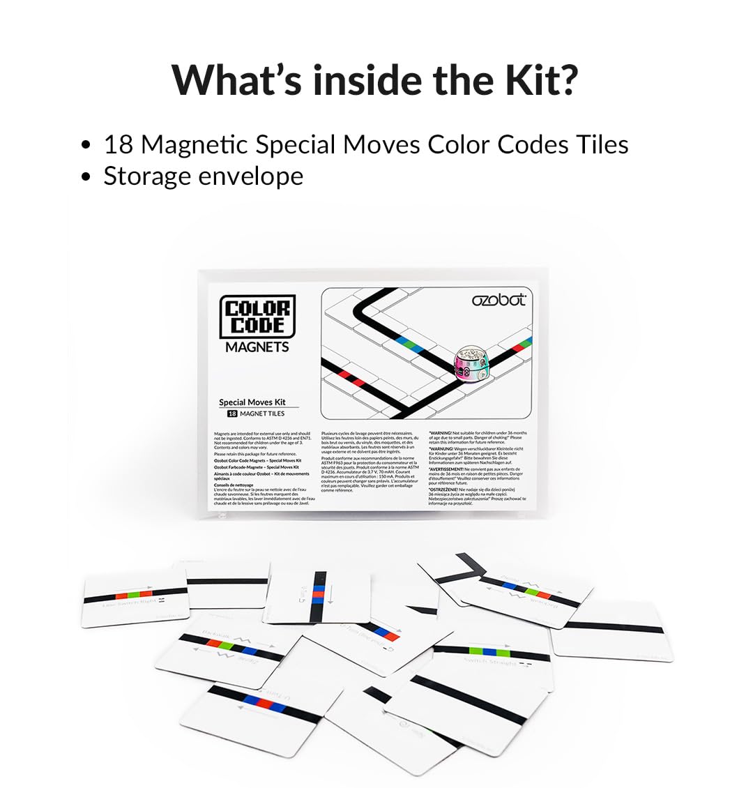 Ozobot Color Code Magnets Special Moves Kit:Interactive Coding Learning Tool For Kids Ages 3+,Enhances Logic & Problem-Solving S
