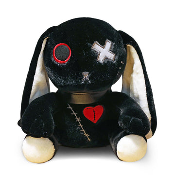 WESOPAN Creepy Goth Bunny Plush, 12 inch Crazy Rabbit Plushie Toys, Long Ears Spooky Bunny Stuffed Animal Doll for Easter Hallow