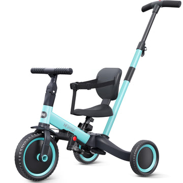 newyoo Tricycle for Toddlers 1-3 Years, Blue, TR007, Carbon Steel, with Parent Handle and Safety Belt
