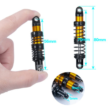 Que-T 4Pcs Aluminum Alloy Rc Shock Absorber For Axial Scx10 90046 D90 Trx4 Wraith 1/10 Crawler Car (70Mm)
