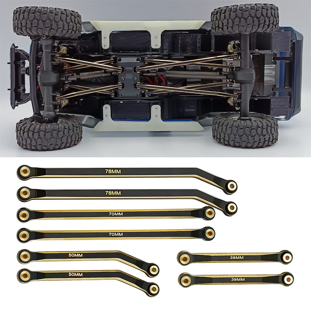 WEFEINO Aluminum Heightened Link Steering Link Set for 1/24 Axial SCX24 AXI00005 RC Crawler Car (Black)