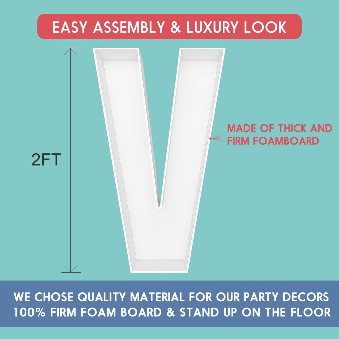 2Ft Letter V Mosaic Balloon Frame Letter Diy Fillable Letters Kit For Birthday Party Wedding Backdrop Decor
