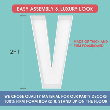 2Ft Letter V Mosaic Balloon Frame Letter Diy Fillable Letters Kit For Birthday Party Wedding Backdrop Decor