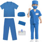 Mizzuco Doctor Costume For Kids,Toddler Nurse Scrubs Halloween Dress Up Cosplay For Boys Girls 3-12 Years (Blue, S-110Cm/3-4Yrs)