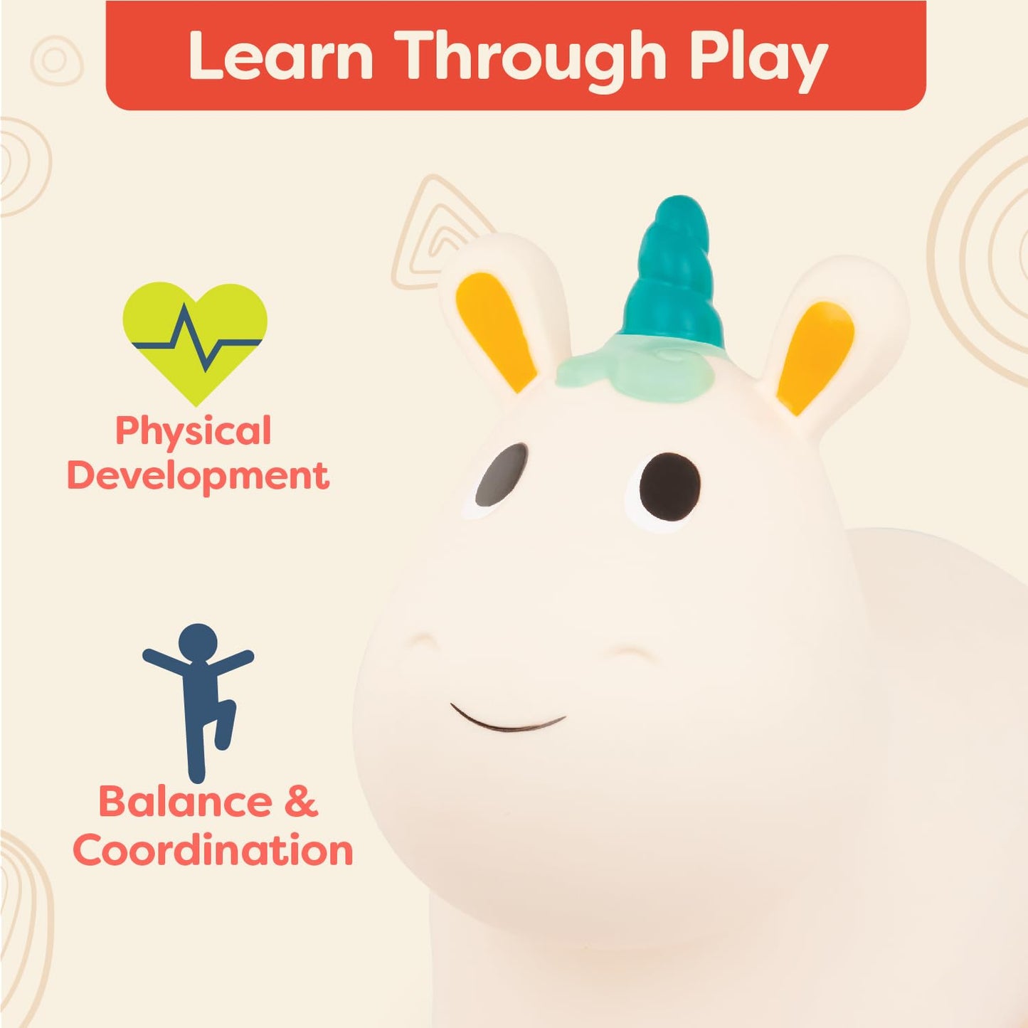 B. - Ride-On Unicorn Bouncer - Bouncy Animal Toy - Inflatable Hopper & Air Pump - Bouncing & Active Play - 18 Months + - Bouncy