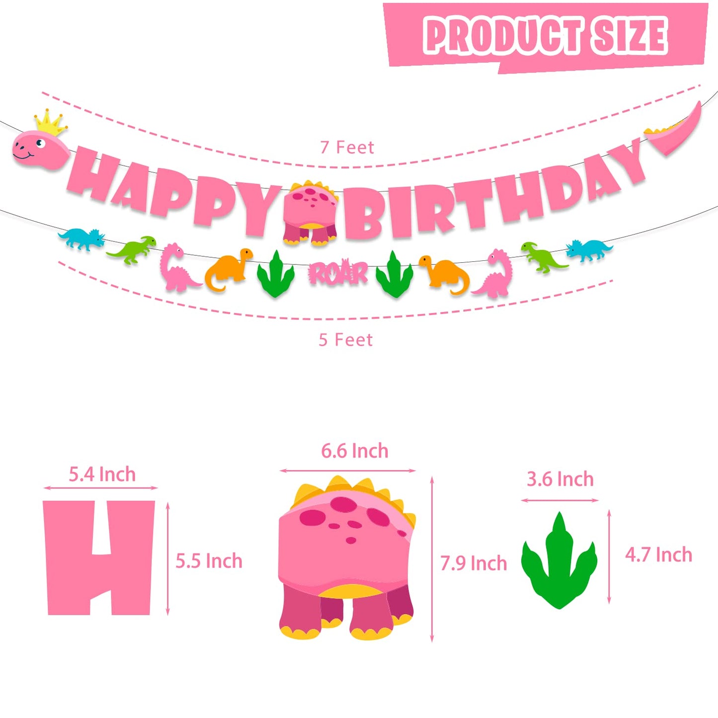 Mpanwen Girl Dinosaur 2Nd Birthday Party Decorations, Two Rex Pink Dinosaur Dino Party Supplies For Girls Baby - Banner, Cake, A
