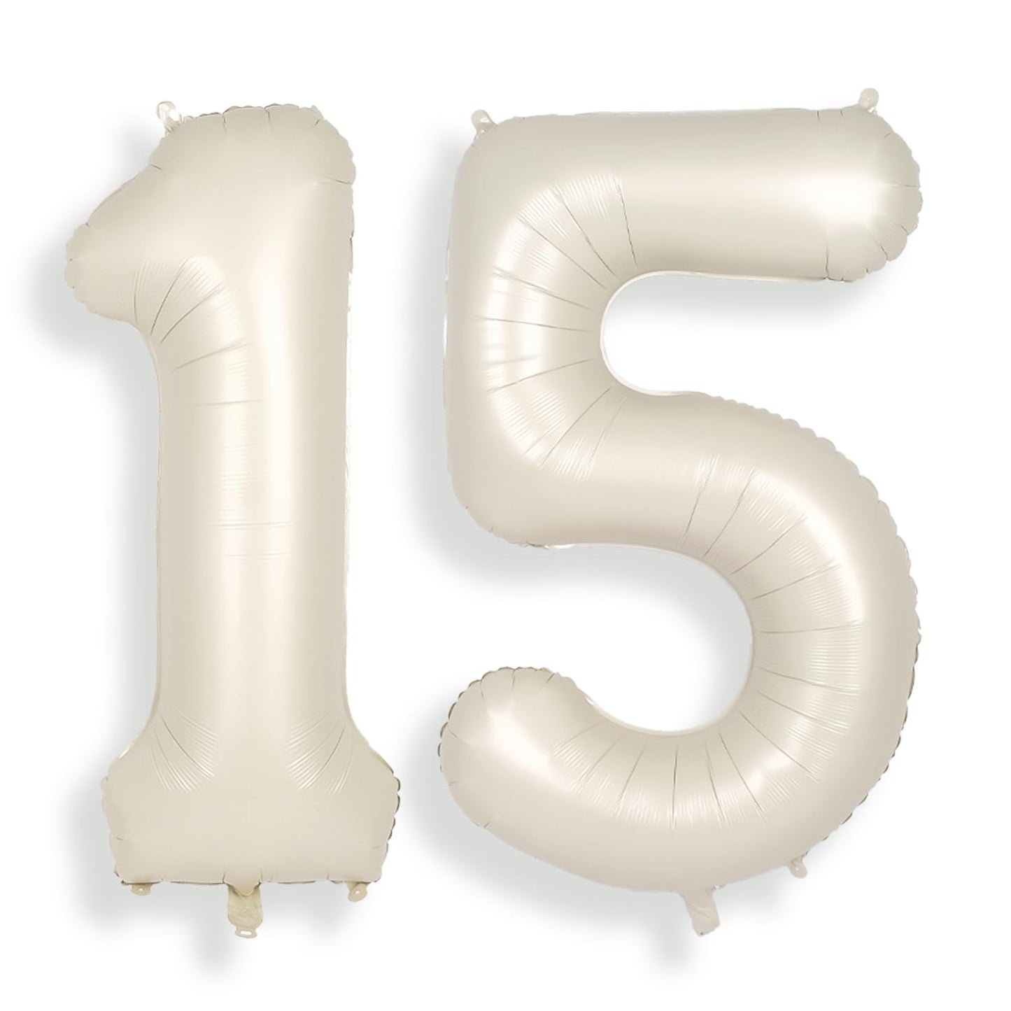 Suwen 40 Inch Cream White Large 15 Number Balloons Big Foil Helium Number Balloons 0-9 Jumbo Happy 15Th Mylar Birthday Party Dec