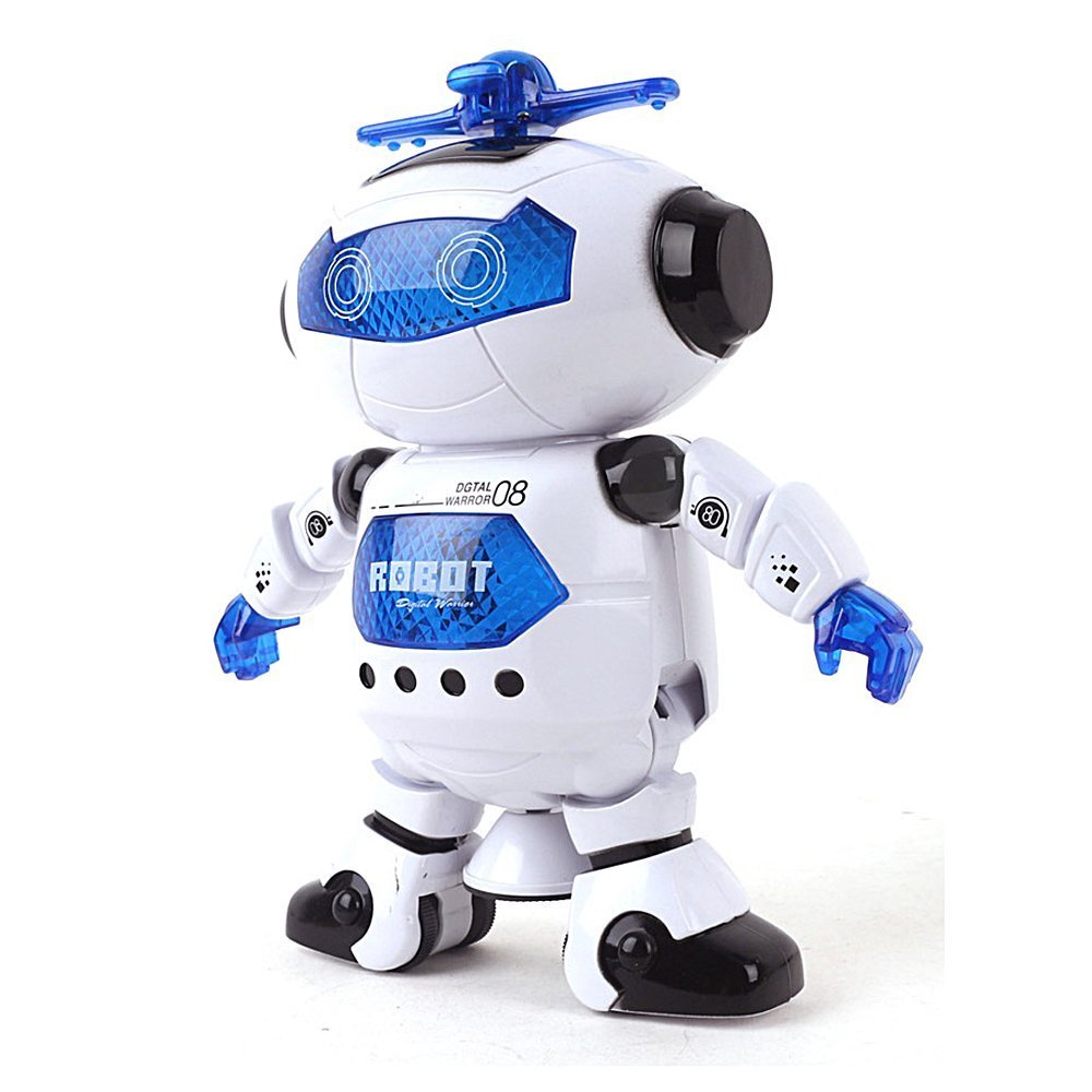 Musical Walking Dancing Robot Toy for Kids, Flashing Lights, 360 Body Spinning, Toddlers Bosys Girls Fun Toy Figure (Model 1)