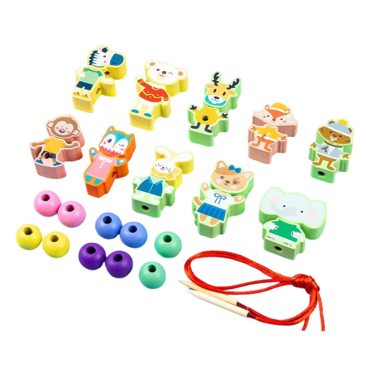 JAZZY PEARLS Wooden Threading Toys Preschool Lacing Beads Set for Educational Gifts Set E|Toys & Hobbies | Educational|1 Set Woo