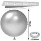 Bezente Metallic Silver Balloons 18 Inch - 30 Pack Large Thick Silver Balloons Big Round Chrome Silver Latex Balloons For Weddin