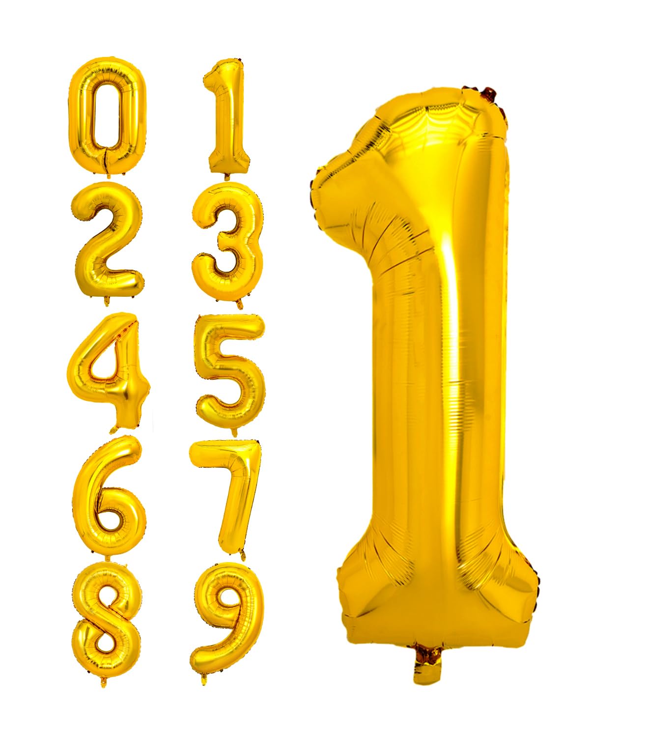 Pigetale 40 Inch Gold Large Number 1 Balloon For 1St Birthday Decoration, Giant Jumbo Self Inflating Foil Number Balloons 0-9 Fo