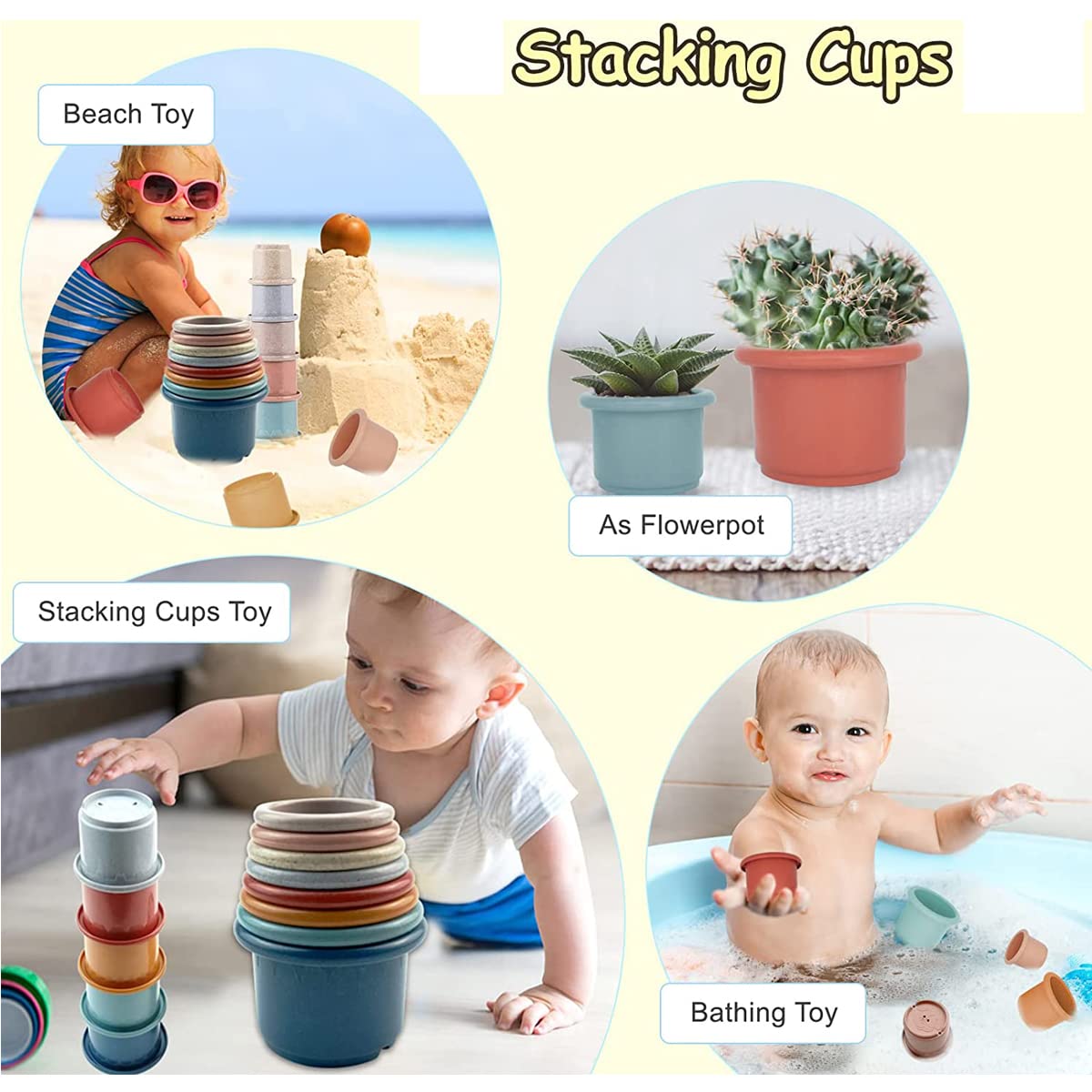 Cosaway Baby Stacking Nesting Cups Toy, Montessori Toys For Toddlers 6+ Months
