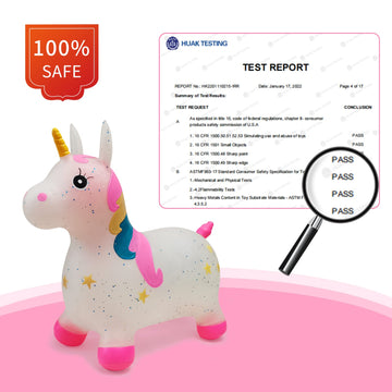 Hotmax Transparent Glittery Bouncy Horse, Inflatable Bouncing Animal Hopper For Toddlers Or Kids, Ride On Rubber Jumping Toys For Boy Or Girl Birthday Gift (Pink Unicorn)