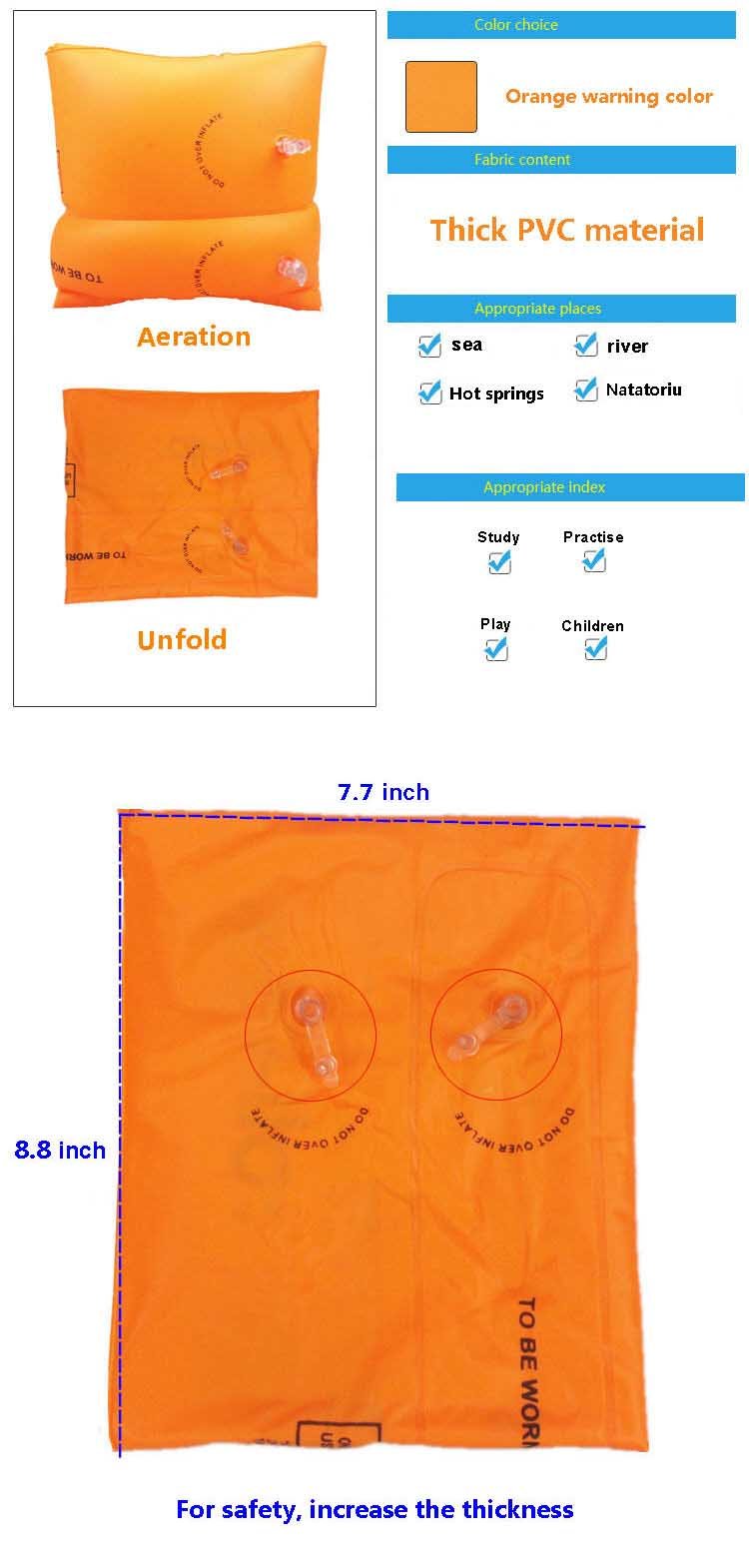 Topsung Floaties Inflatable Swim Arm Bands Rings Floats Tube Armlets for Kids and mature-themed (Orange)