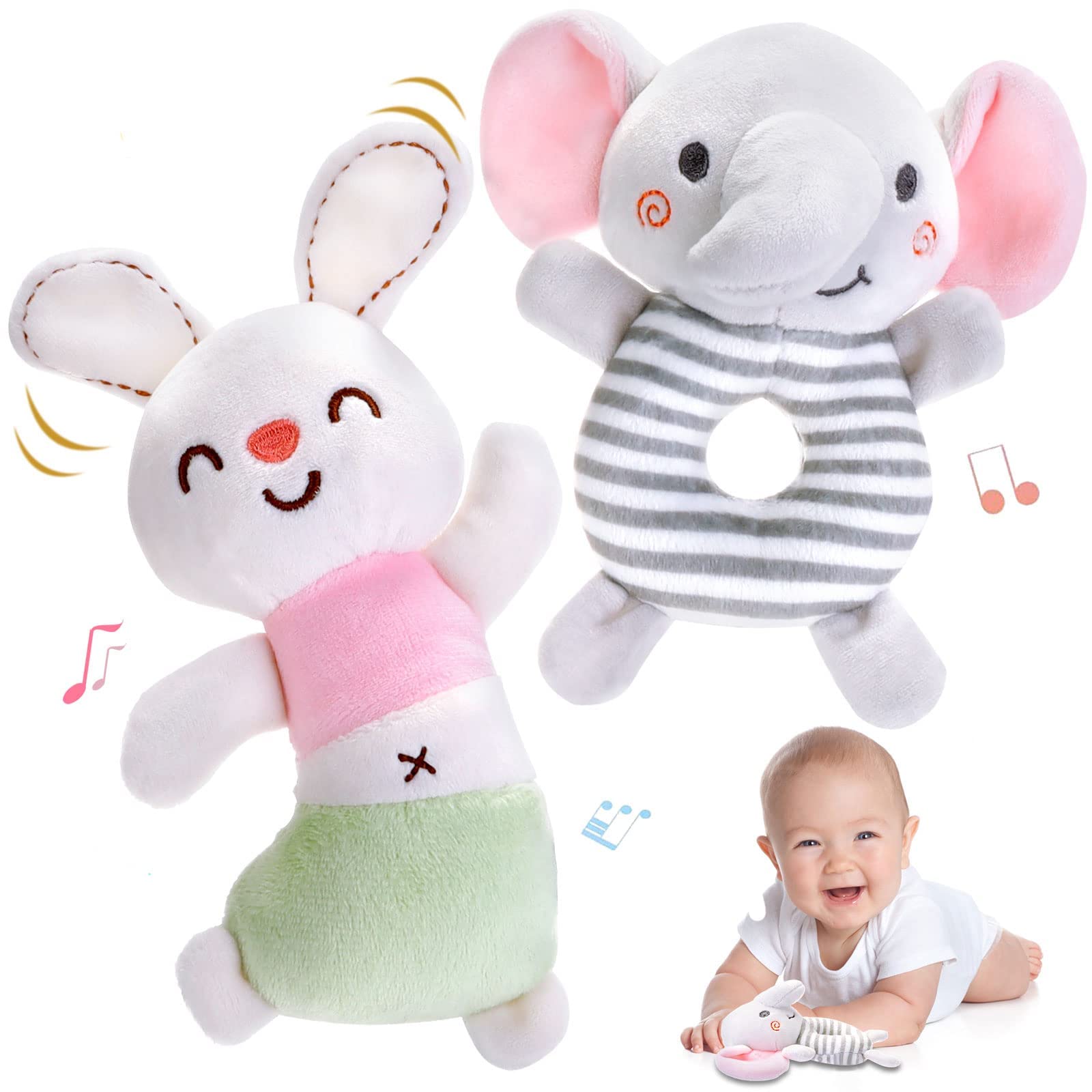 Fpvera Baby Rattles 0-6 Months: Soft Rattle Toy For Babies Newborn Sensory Toys, Baby Developmental Toys 0-3 Months Plush Stuffe