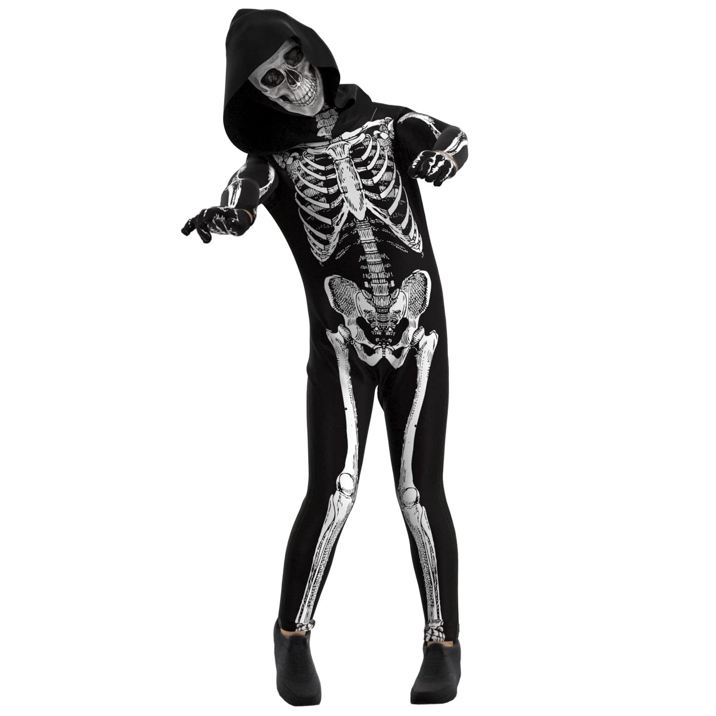 Cupohus [2023 Size Update Halloween Costume, Skeleton Costume Bodysuit Jumpsuit - Scary Black And White Costume, Unisex, Creepy
