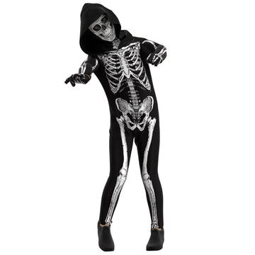 Cupohus [2023 Size Update Halloween Costume, Skeleton Costume Bodysuit Jumpsuit - Scary Black And White Costume, Unisex, Creepy