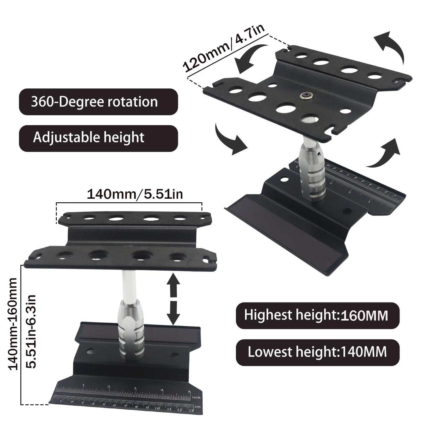 Rc Car Stand Rc Repair Stand 360 Degree Rotation Lift Or Lower For Traxxas Redcat Arrma Axial Rc4Wd Hsp Losi 1/8 1/10 1/12 1/16