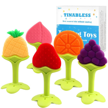 Tinabless Teething Toys - 5 Pack Infant Silicone Teethers, BPA-Free, Multicolor, Freezer Safe