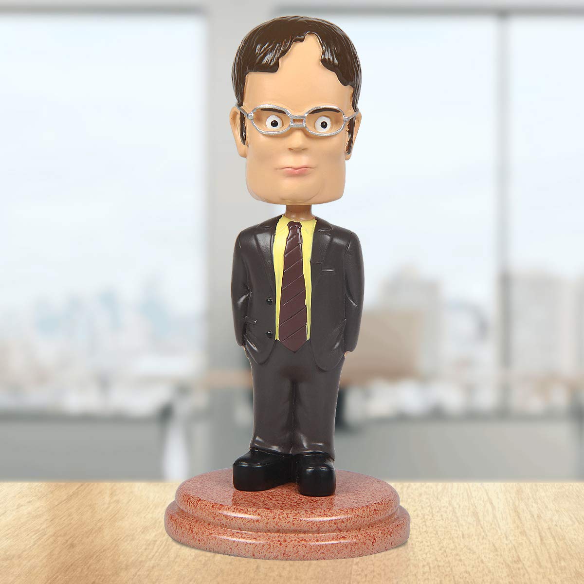 Cleaky Dwight Schrute Bobblehead - The Office Merchandise, Resin, Brown, Model mmeb-023, Perfect Gift for Fans