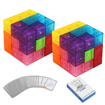 2-Pack Wtohobby Magnetic Soma Cube Block- Children's Educational Toys Magnetic Tiles for Kids Stress Relief Toy Puzzle Cubes to Develops Intelligence  Ideal for Birthday Gifts (Crystal  2 Pack)