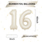 Biapian 40 Inch Cream Number 16 Balloon, 16Th Birthday Balloons, Big Digital 16 Or 61 Beige White Giant 16 Foil Balloon Helium F