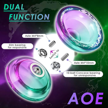 7Yo Responsive Yoyo Aoe, Dual Purpose Yoyo For Beginners Kids, Professional Crystal Yoyo Wide Plastic Yoyo With Kk Bearing + Axl