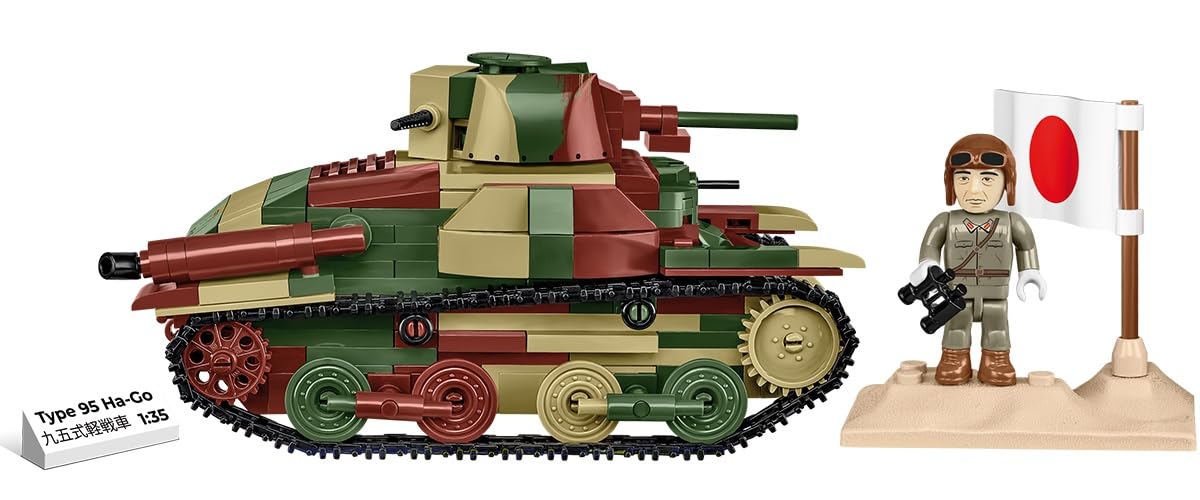 COBI WWII Type 95 Ha-Go Tank Model 3115 - Dark Green Plastic Building Set