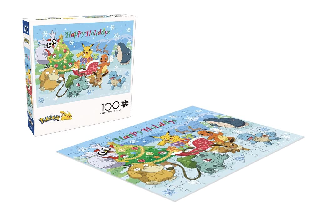 Buffalo Games Pokemon Happy Holidays 100 Piece Jigsaw Puzzle - Large Multicolor Wood - Model 4834 for Family Game Nights