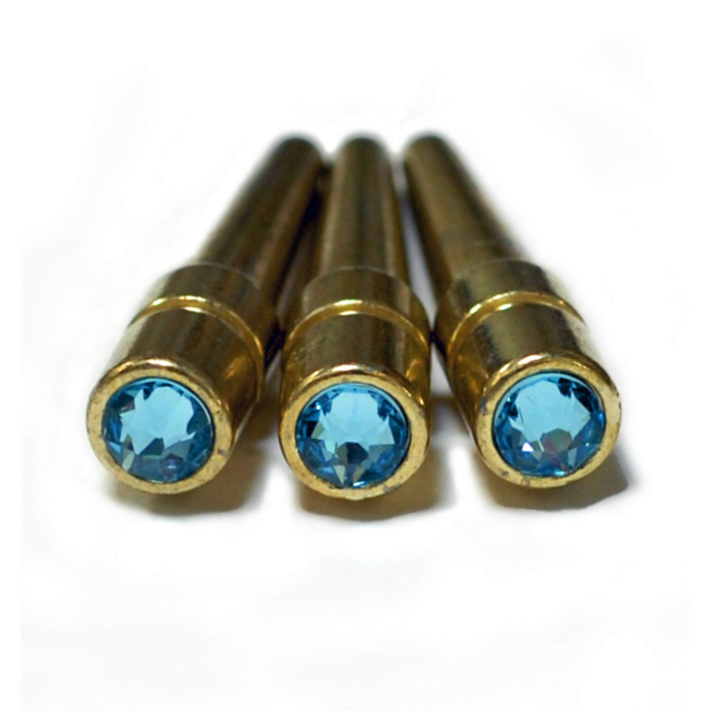 WE Games Brass Cribbage Pegs with Austrian Crystals - Set of 3 - Aquamarine