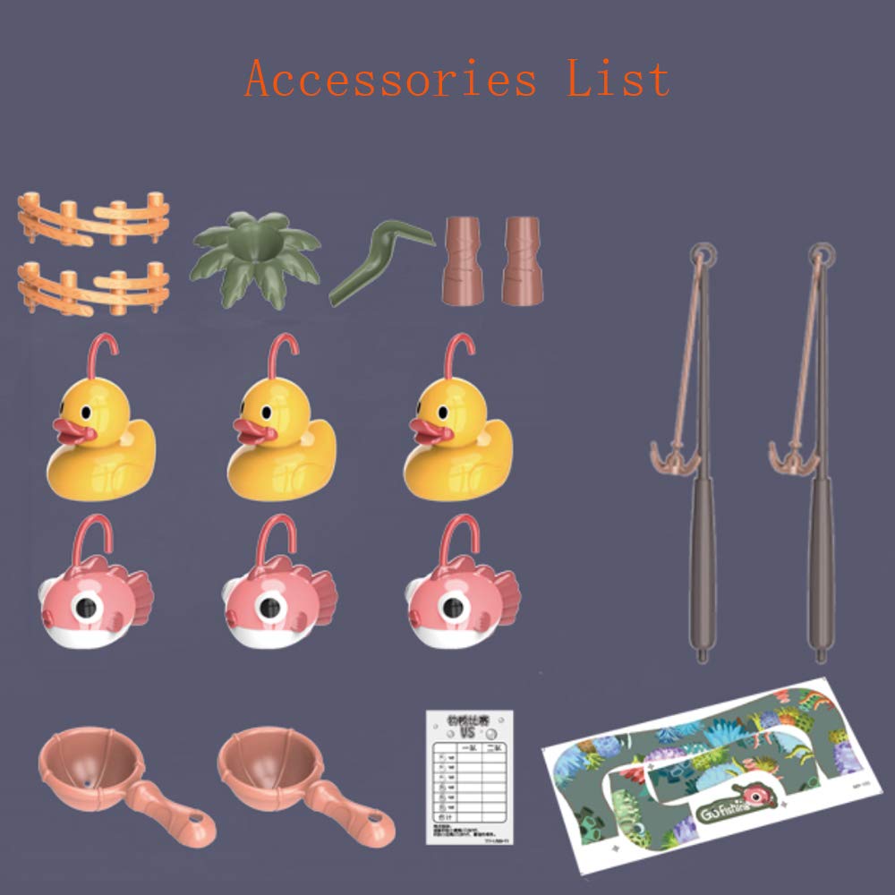 Lovyan Water Circulating Fishing Game Board Play Set with 3 Ducks 3 Fish 2 Water ladles and 2 Fishing Poles  Electronic Toy Fishing Set with 6 Music for Kids Toddlers