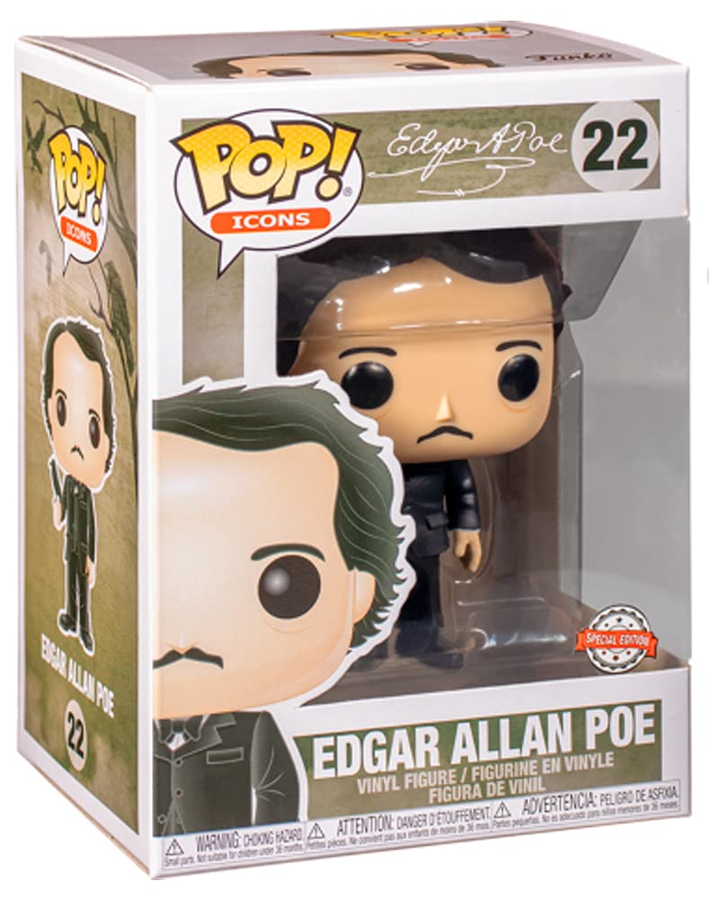 Funko Pop! Vinyl Edgar Allan Poe with Raven - Multicolor Collectible Figure, Model 43967, Exclusive Edition
