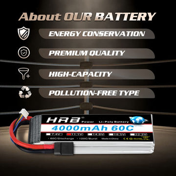 HRB 2PCS 3S Lipo Battery 4000mAh 11.1V 60C RC Lipo Batteries for RC Airplane, RC Helicopter, RC Car, RC Truck, RC Boat