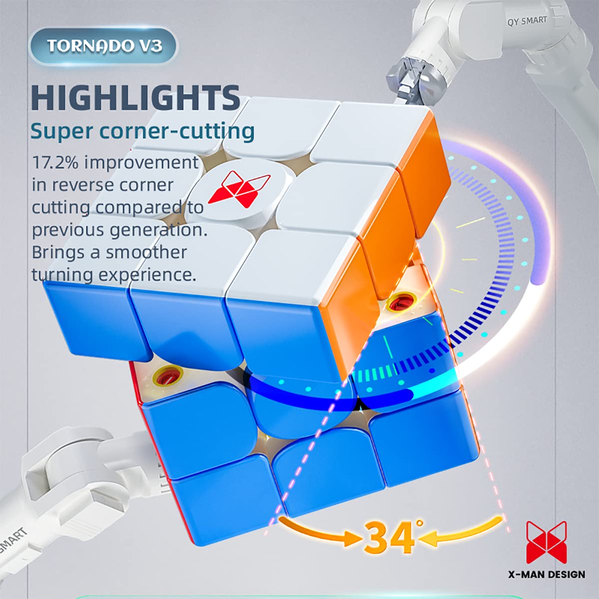 Funnxyz Qy X Man Tornado V3 M (Pioneer, Maglev Ver.), 2022 New 3X3 Magnetic Speed Cube, Best Version Of The Tornado V3 Series, 3X3X3 Pioneer Speed Cube