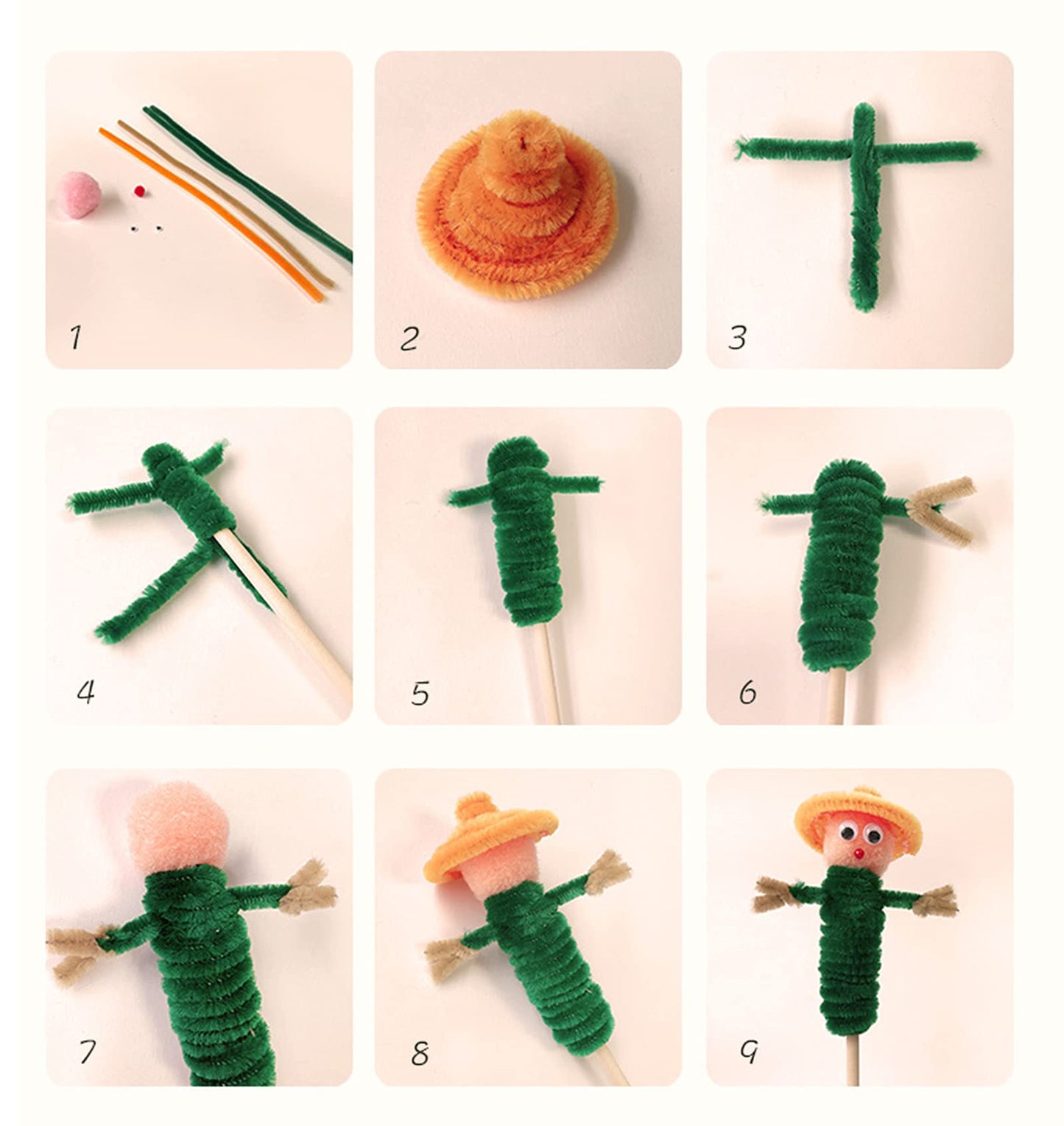 Cuttte Pipe Cleaners Craft Supplies - 300pcs Dark Green Pipe Cleaners Chenille Stems for Craft Kids DIY Art Supplies (6 mm x 12