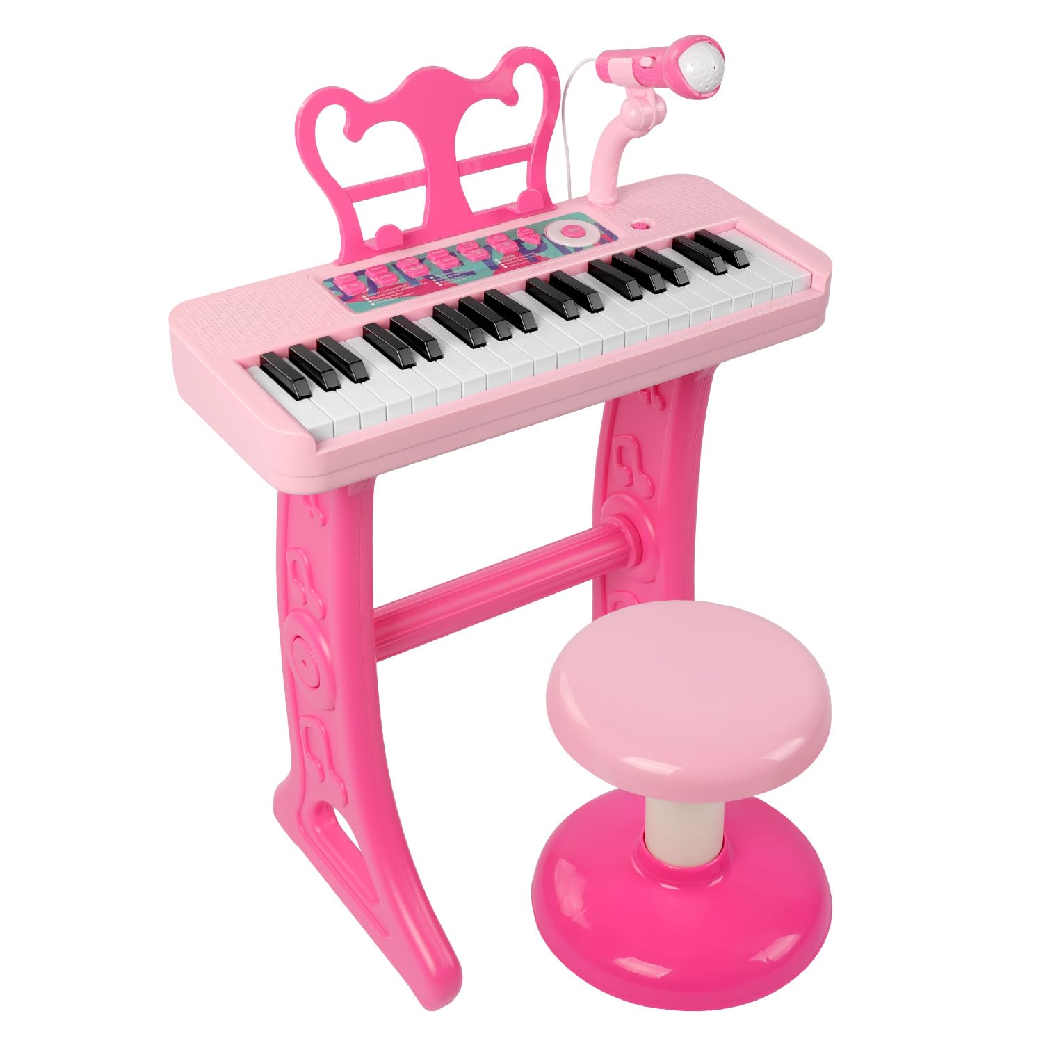 37 Keys Piano Keyboard Toy for Kids | Toys for 3-5 Year Old Girls Birthday Gift | Pink Musical Piano Toy for Toddlers with Micro