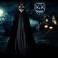 Kids Full Length Hooded Velvet Cloak Halloween Cape Costumes With White Led Light Up Scary Mask (35'/90Cm)