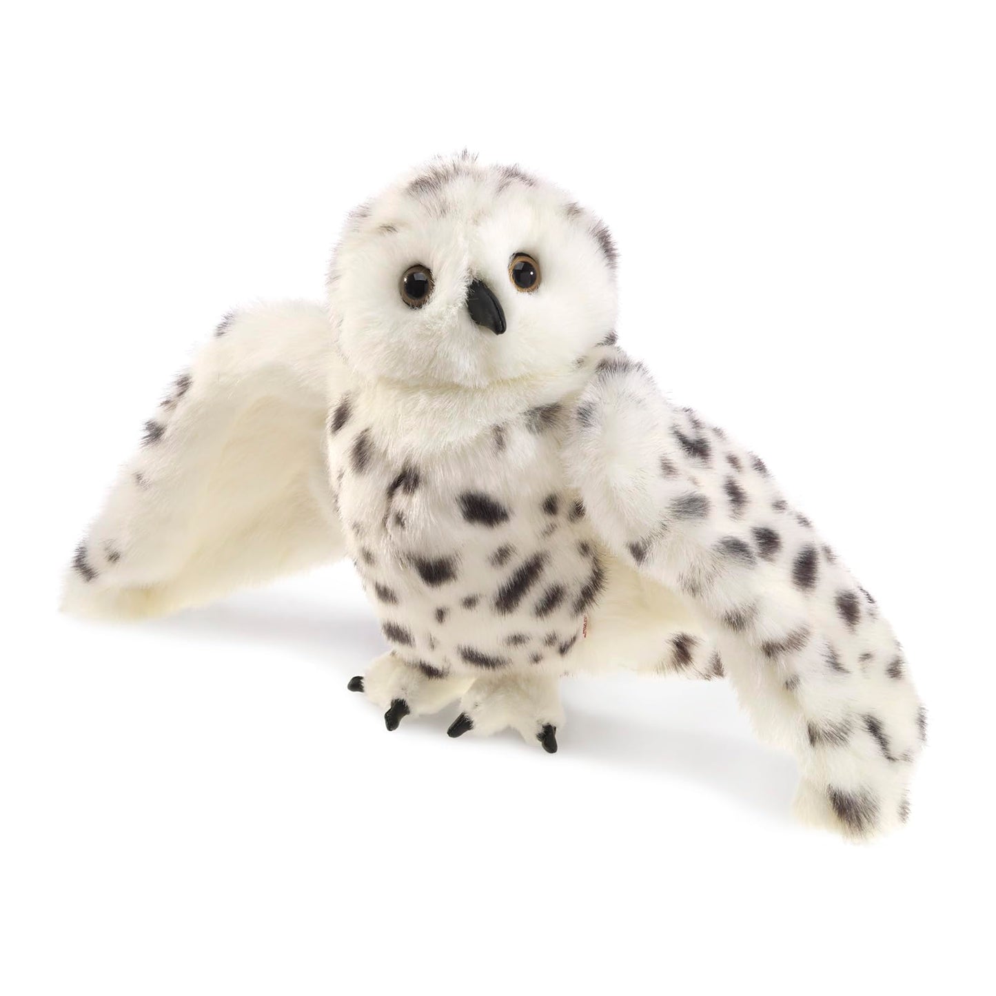 Folkmanis Snowy Owl Hand Puppet  Standard Packaging  White  Black