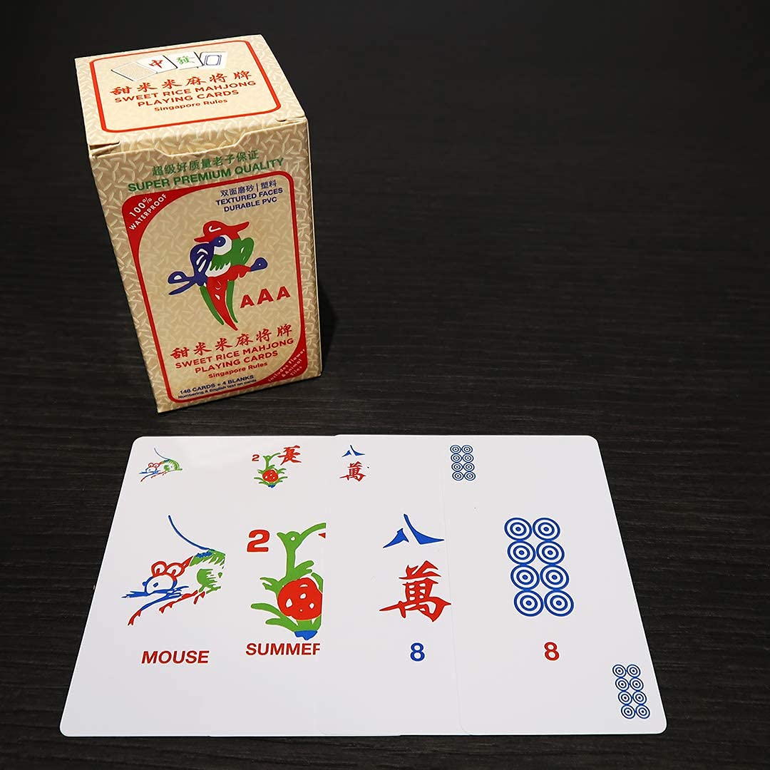 Sweet Rice Mahjong Playing Cards With Animals Seasons Flowers Textured Faces | 100% Waterproof And Tear Proof | Singapore Rules