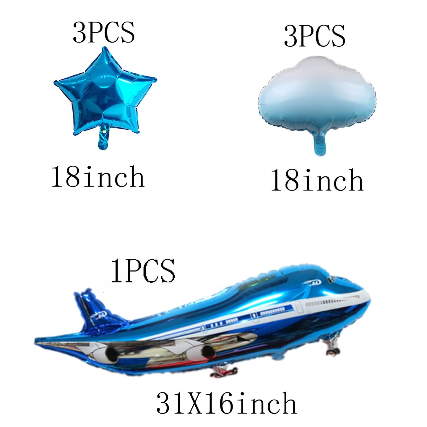 31Inch Large Airplane Blue Party Decoration Airplane Balloon Birthday Party Supplies (A Plane)