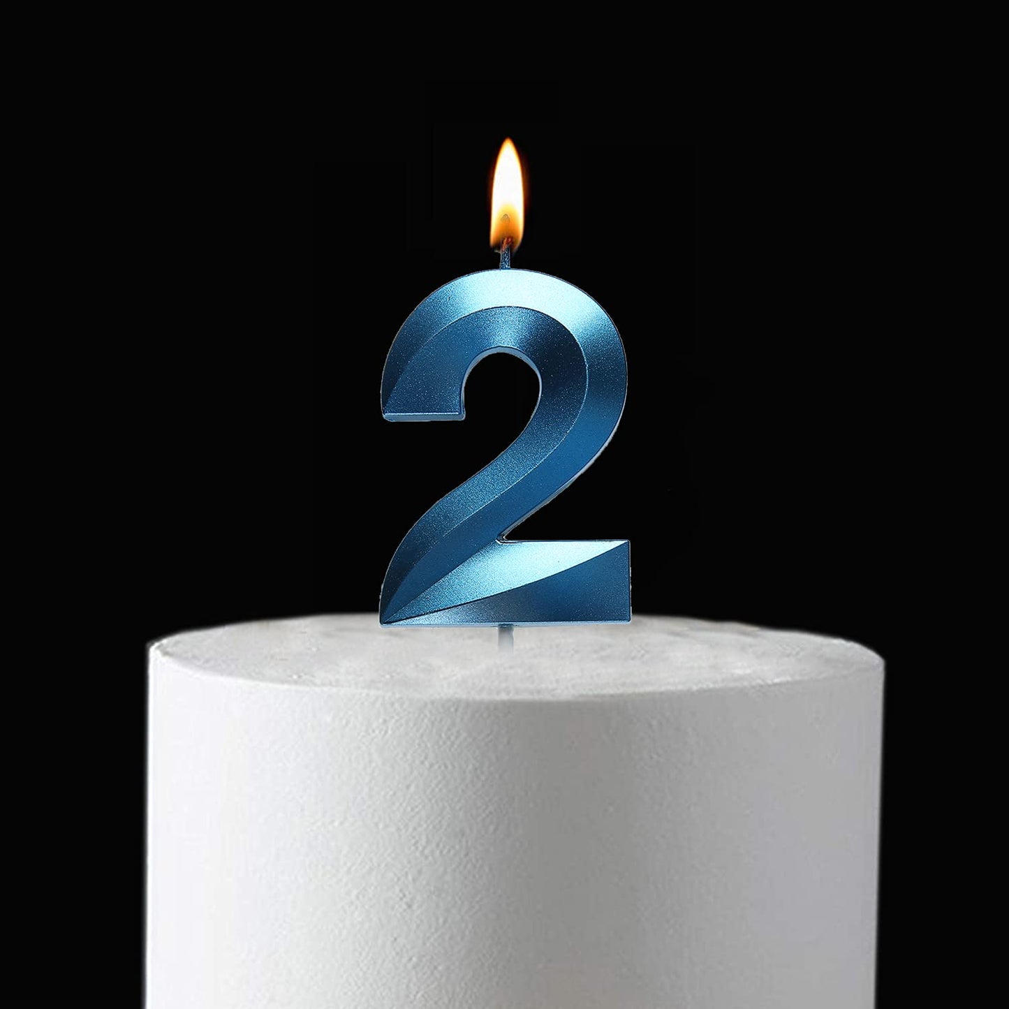 2.76 inch Blue 2 Birthday Candles,3D Number 2nd Cake Topper for Birthday Decorations No 21 22 23 24 25 26 27 28 29
