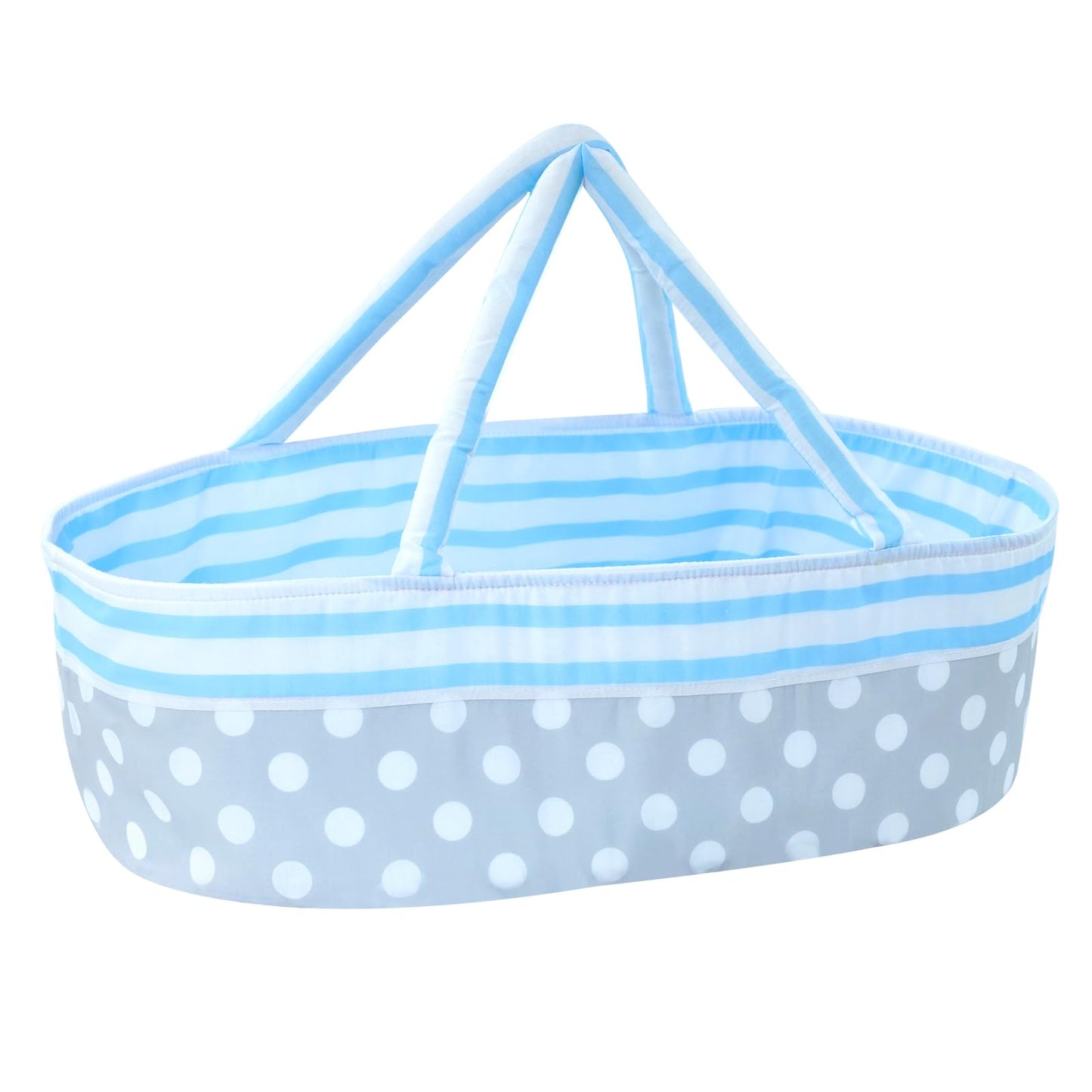 Babeside Reborn Baby Dolls Bassinet Foldable Baby Doll Crib Bed Soft Doll Carrier Doll Accessories With Handle For 17-22 Inch Baby Dolls Girls Boys (Blue)