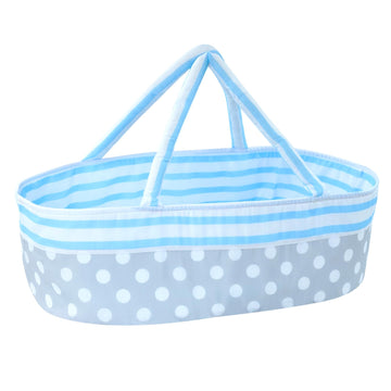 Babeside Reborn Baby Dolls Bassinet Foldable Baby Doll Crib Bed Soft Doll Carrier Doll Accessories With Handle For 17-22 Inch Baby Dolls Girls Boys (Blue)