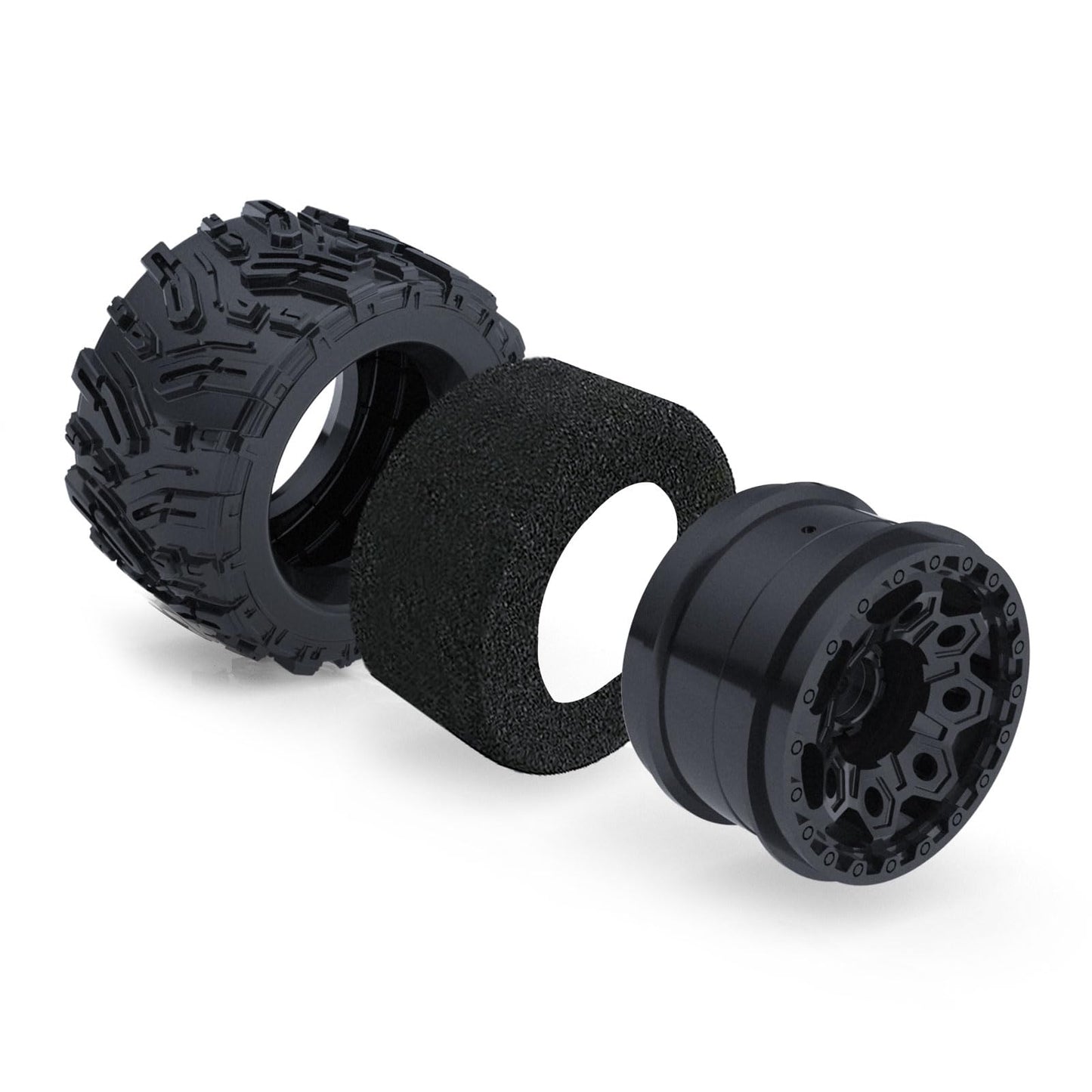 Surpass Hobby Height 4.92'' (125mm) RC Truck Wheels and Tires Set for 1/10 Monster Truck Wheels Tires for HPI/HSP/Savage XS TM F