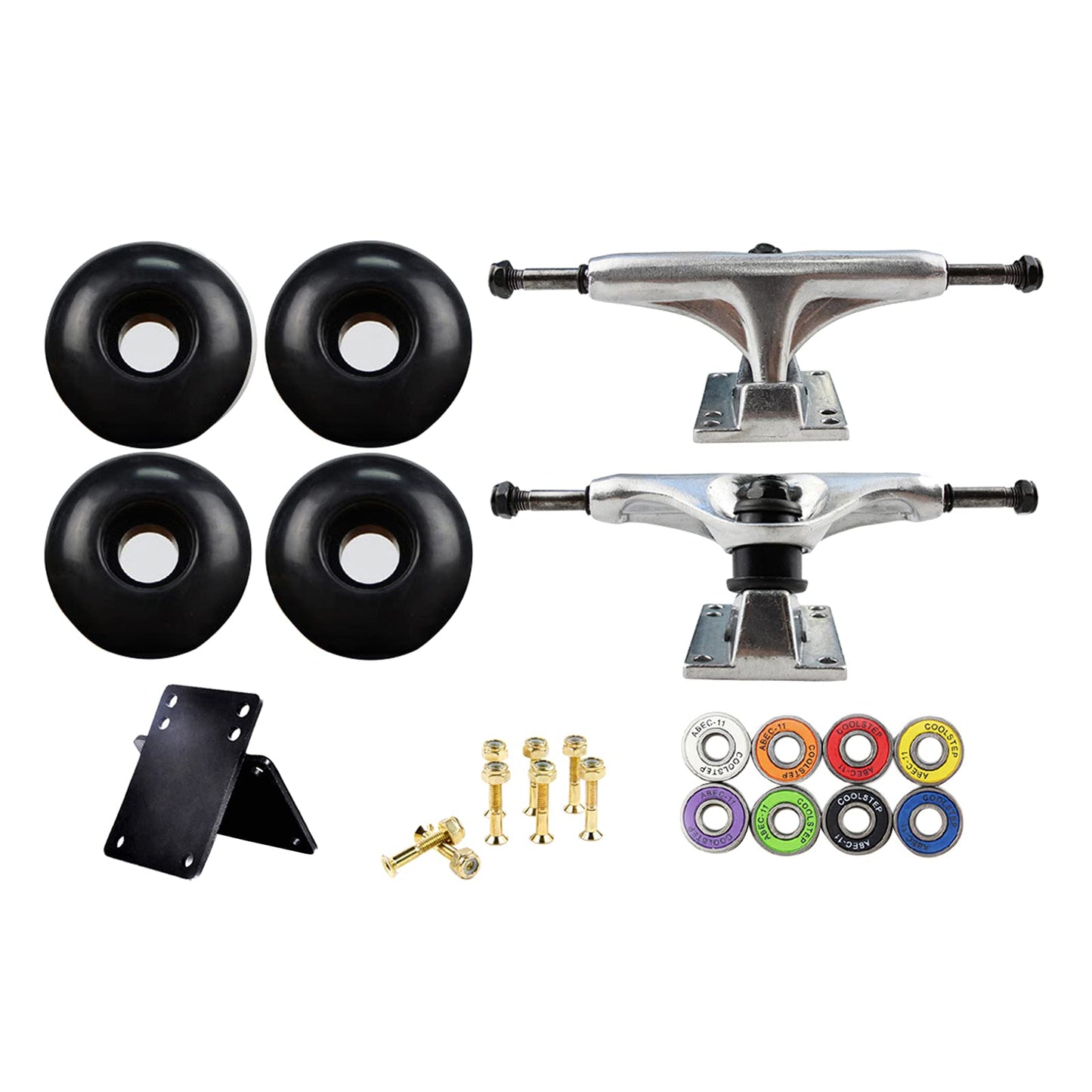 LOOM TREE Skateboard Truck Bearings Pads Wheel Installing Parts Pads Silver Black Outdoor Sports | Skateboarding & Longboarding 